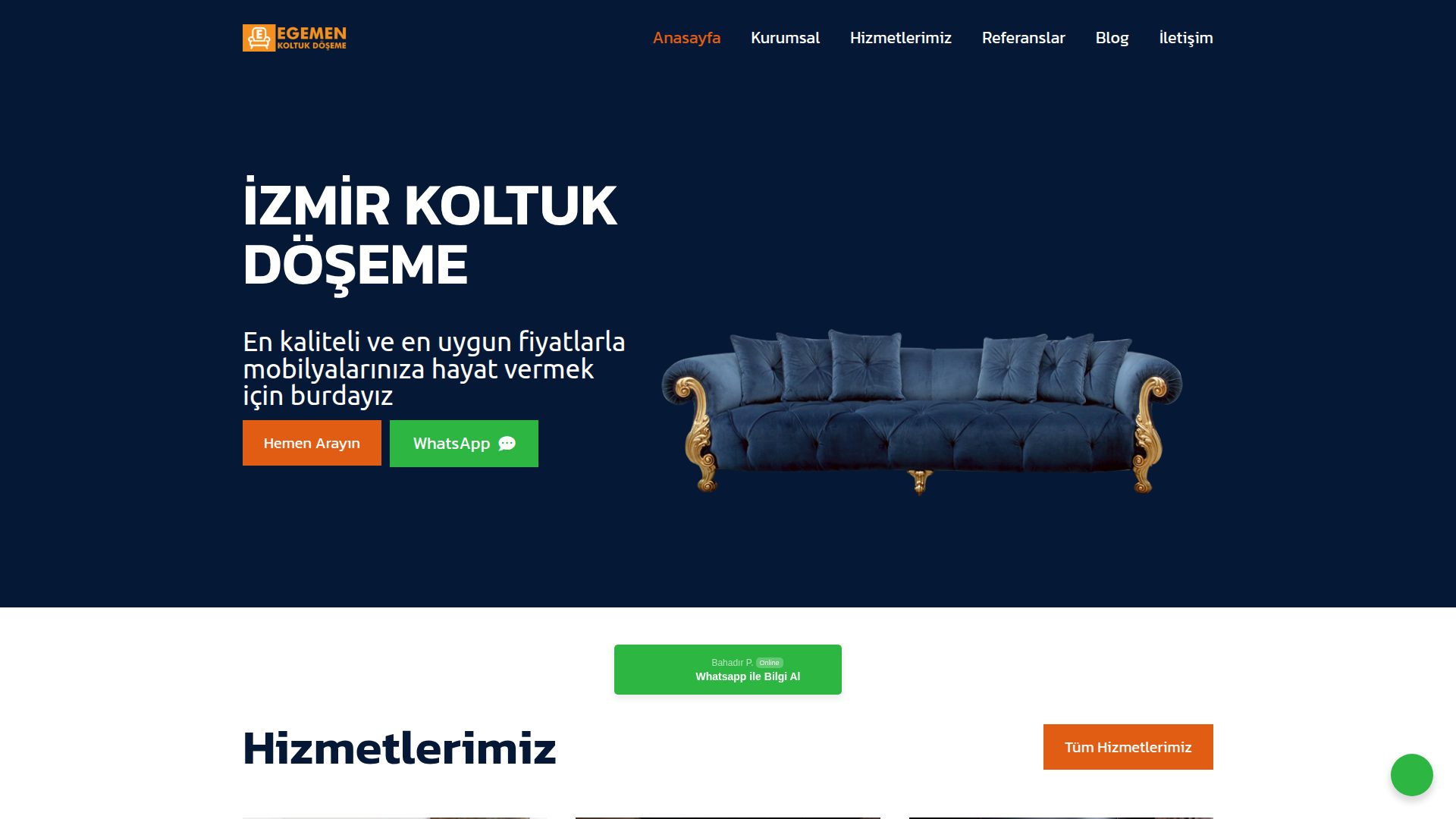 İzmir Koltuk Döşeme ana sayfa görüntüsü